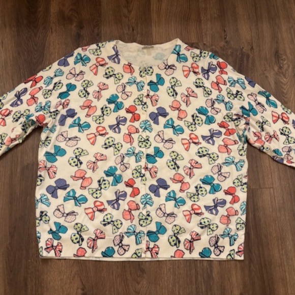 Talbots White with Multicolour Bows 3/4 Sleeve Cardigan Size 3X - Picture 2 of 6